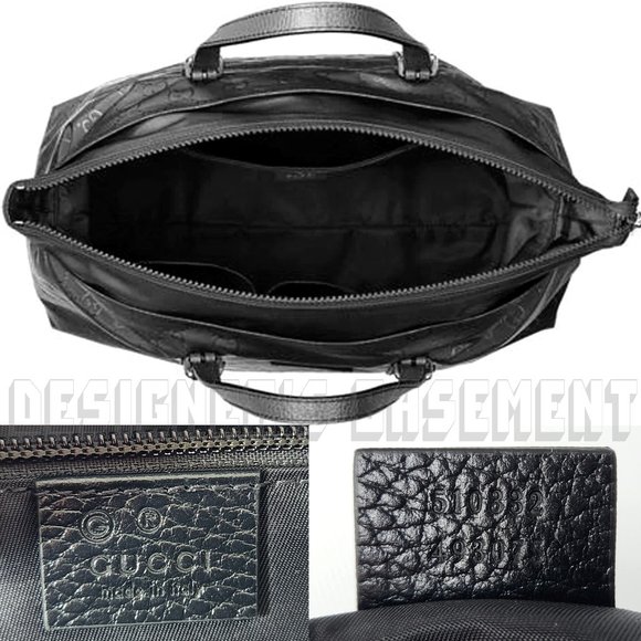 GUCCI black Nylon GUCCISSIMA leather trim Medium TOTE shoulder cross-body bag - Picture 6 of 11